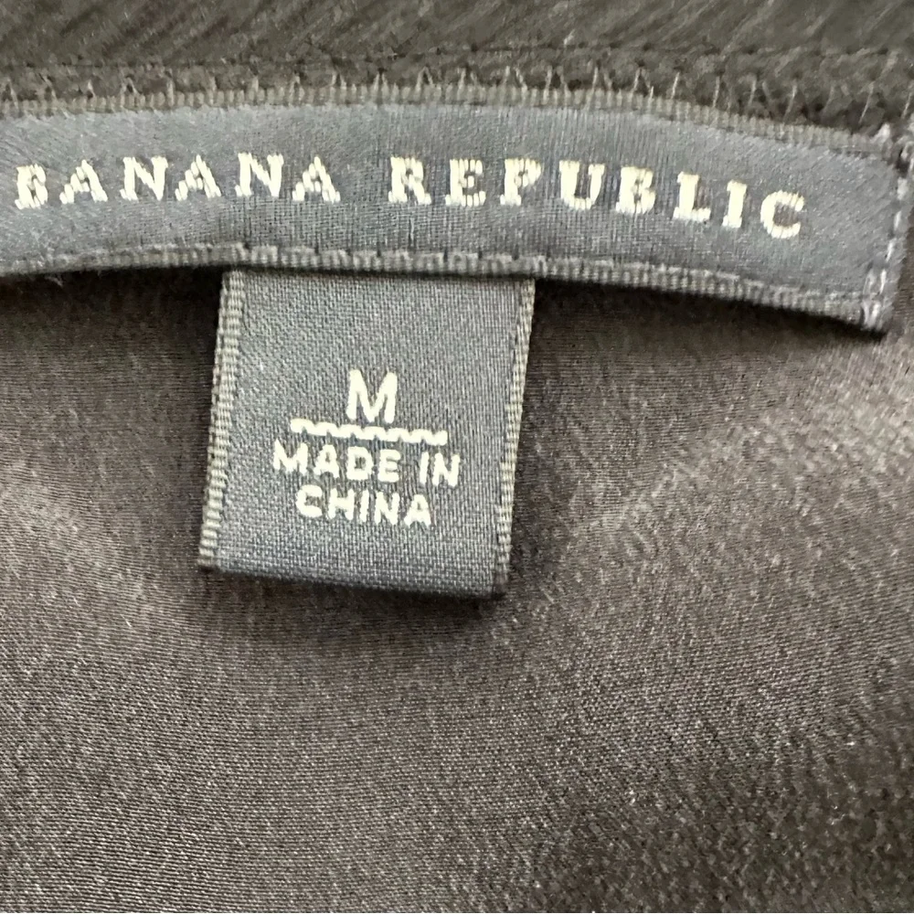 Banana Republic Black Silk Ruffle Elastic Tie Waist Top Blouse Medium - Picture 4 of 9